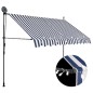 Toldo retrátil manual com LED 250 cm azul e branco