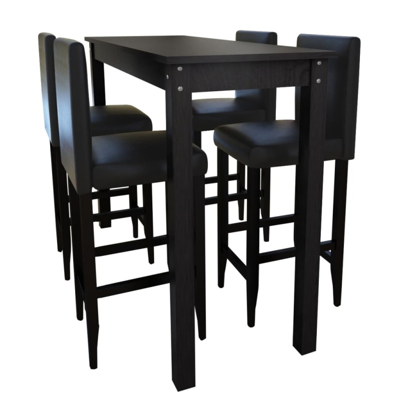 Mesa de bar com 4 cadeiras de bar preto-Conjuntos de móveis para cozinha e sala de jantar-Home Retail