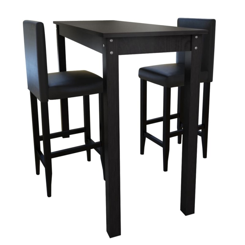 Mesa de bar com 2 cadeiras de bar, preto-Conjuntos de móveis para cozinha e sala de jantar-Home Retail