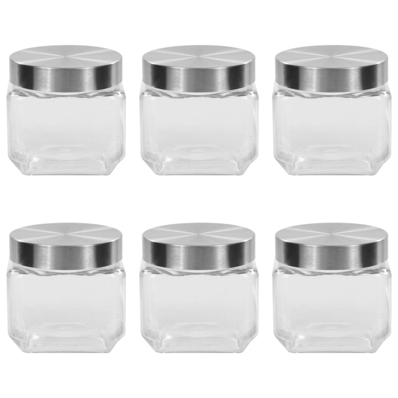 Frascos de vidro com tampa prateada 6 pcs 800 ml-Jarras para mel-Home Retail