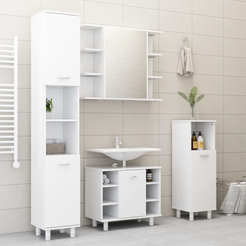 4 pcs conjunto de móveis de casa de banho contraplacado branco-Conjuntos de móveis para casa de banho-Home Retail