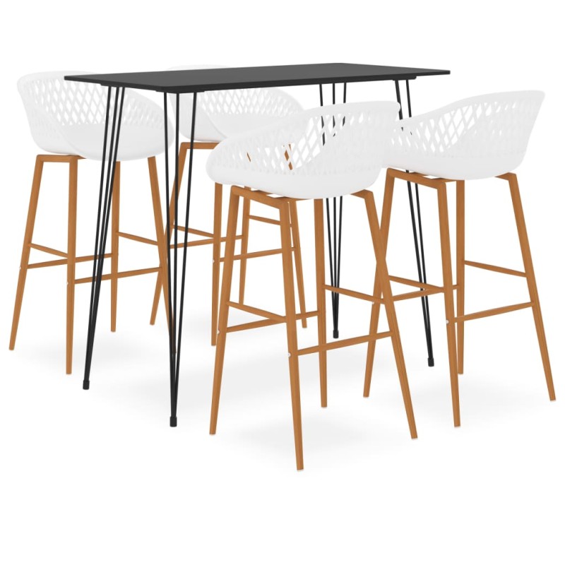 5 pcs conjunto de bar preto e branco-Conjuntos de móveis para cozinha e sala de jantar-Home Retail