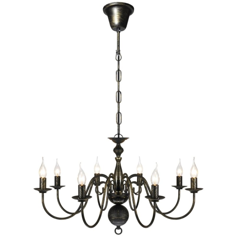 Candelabro de metal preto antigo com 8 lâmpadas E14-Candelabros-Home Retail