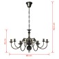 Candelabro de metal preto antigo com 8 lâmpadas E14