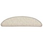 Tapetes escada adesivos aspeto sisal 15 pcs 56x17x3cm bege