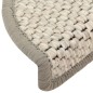 Tapetes escada adesivos aspeto sisal 15 pcs 56x17x3cm bege