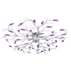 Candeeiro teto braços folhas de cristal acrílico 5 E14 roxo - vidaX...