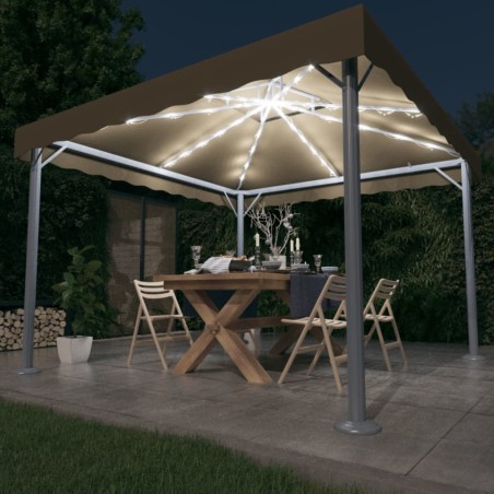 Gazebo cordões de luzes LED 300x300 cm alumínio cinza-acast.