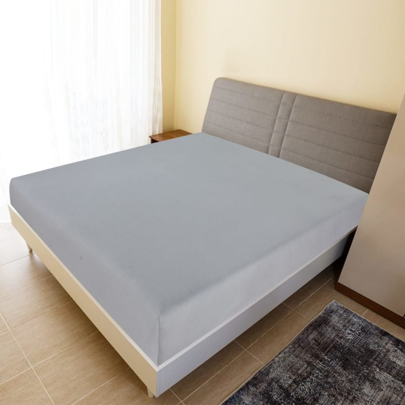 Lençol ajustável 180x200 cm algodão jersey cinza-Lençóis-Home Retail