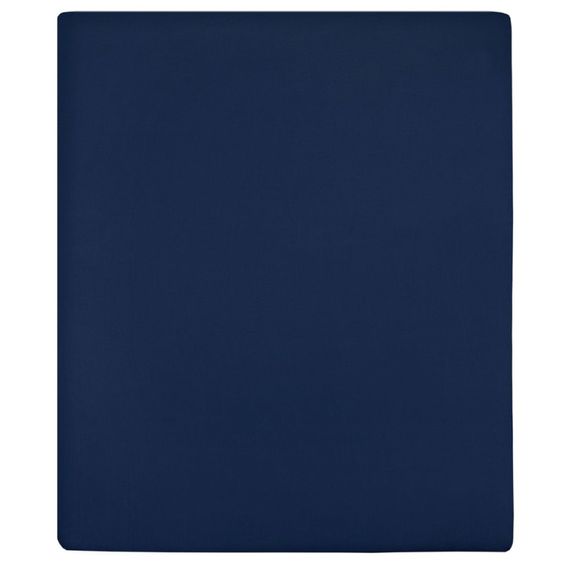 Lençol ajustável 160x200 cm algodão jersey azul marinho-Lençóis-Home Retail