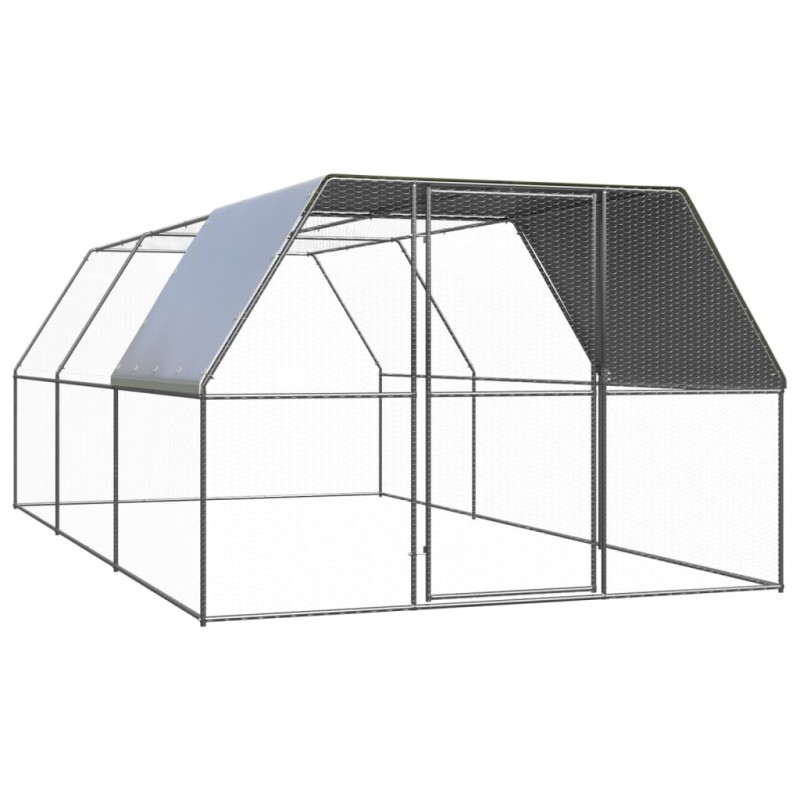 Galinheiro de exterior 3x6x2 m aço galvanizado-Casotas e gaiolas para animais pequenos-Home Retail