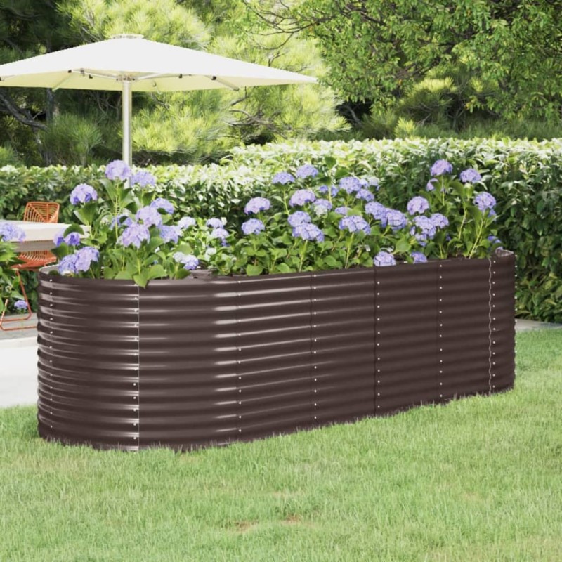 Canteiro elevado jardim 249x100x68 aço revestido a pó castanho-Vasos e floreiras-Home Retail