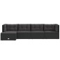 5 pcs conjunto lounge de jardim c/ almofadões vime PE preto