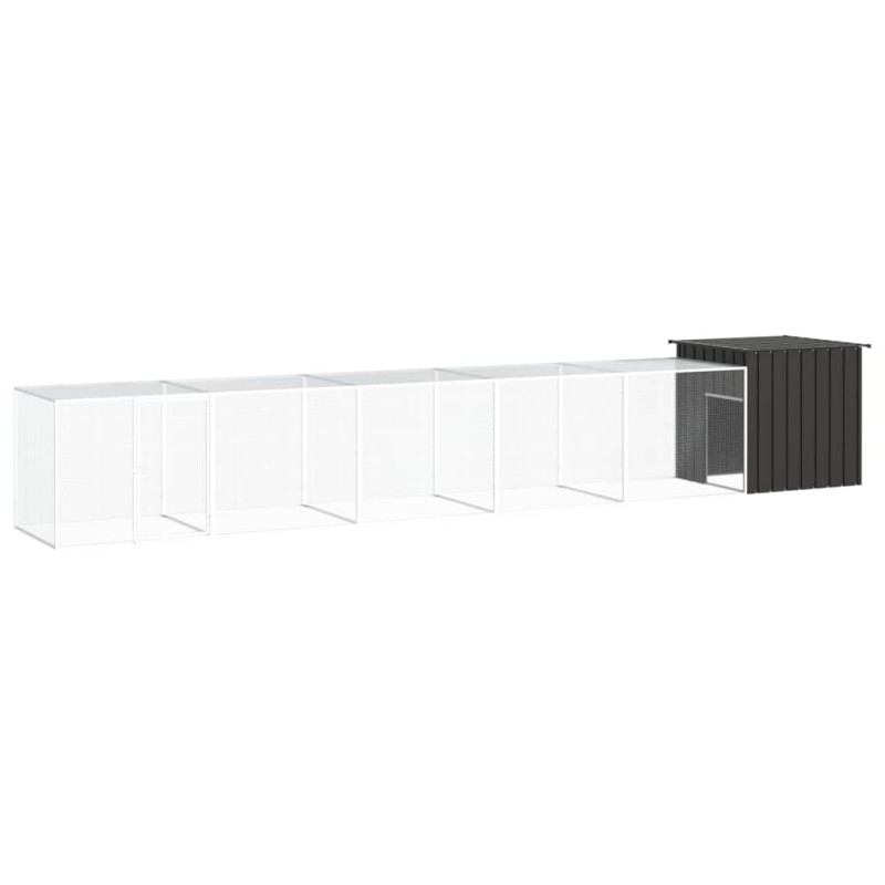 Galinheiro 600x91x100 cm aço galvanizado antracite-Casotas e gaiolas para animais pequenos-Home Retail