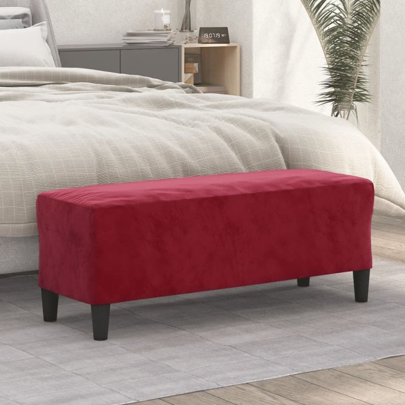 Banco 100x35x41 cm veludo vermelho tinto-Bancos-Home Retail