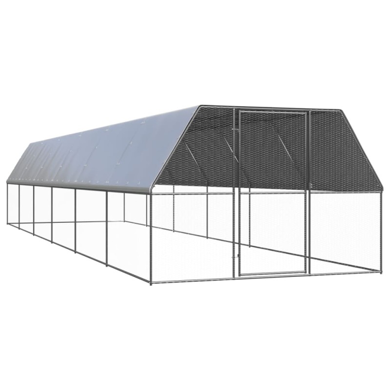 Galinheiro de exterior 3x12x2 m aço galvanizado-Casotas e gaiolas para animais pequenos-Home Retail