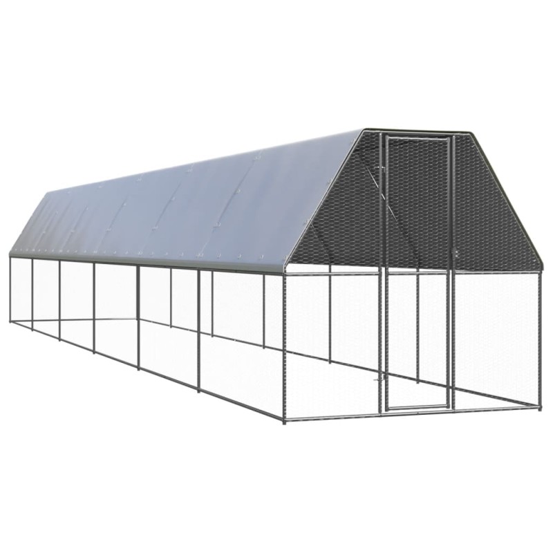 Galinheiro de exterior 2x12x2 m aço galvanizado-Casotas e gaiolas para animais pequenos-Home Retail