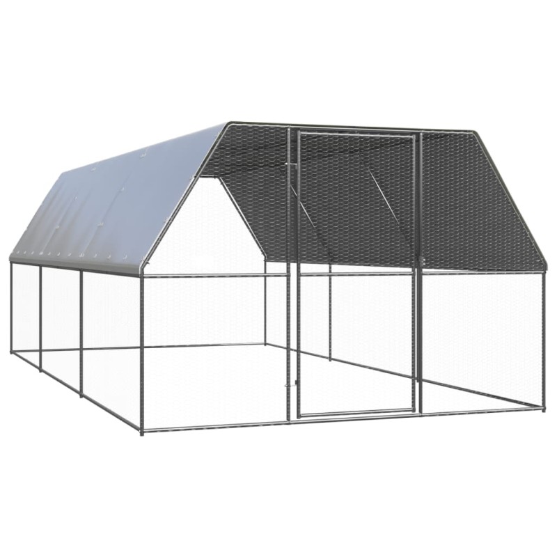 Galinheiro de exterior 3x6x2 m aço galvanizado-Casotas e gaiolas para animais pequenos-Home Retail