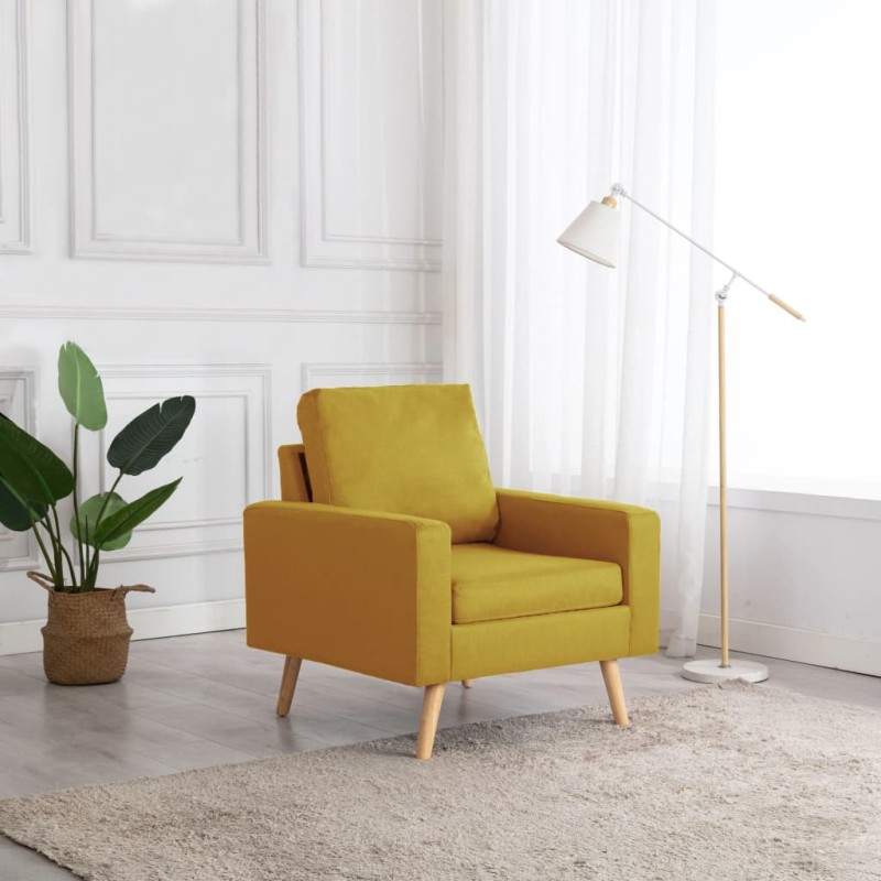 Poltrona em tecido amarelo-Poltronas-Home Retail