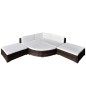 6 pcs conjunto lounge jardim c/ almofadões vime PE castanho