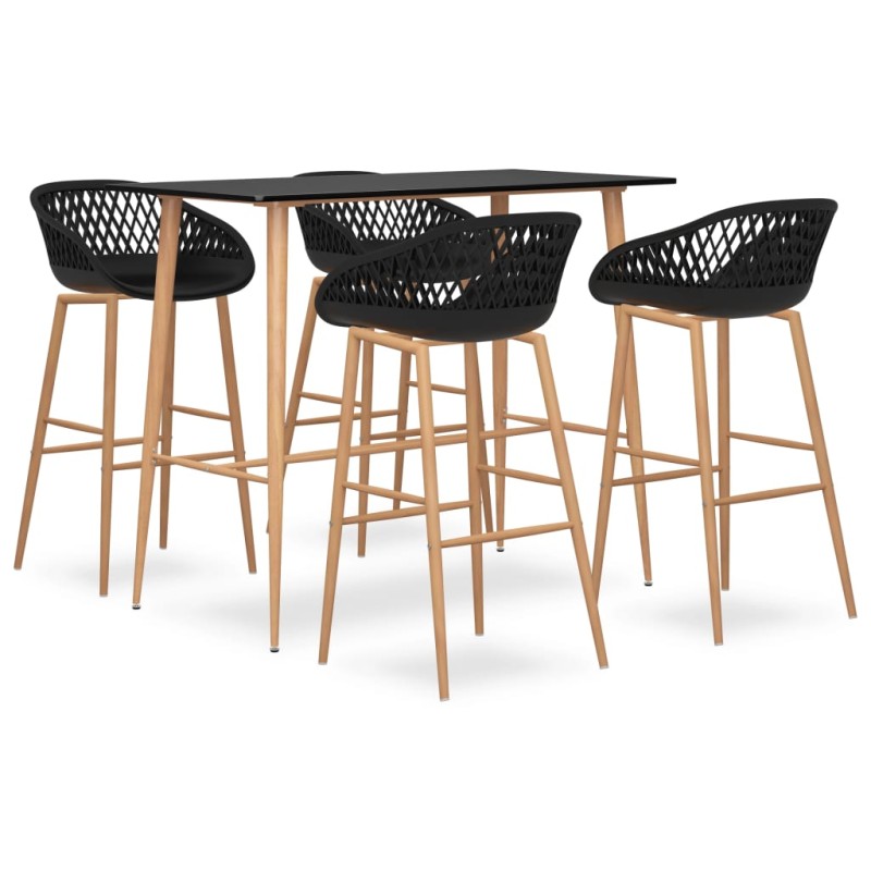 5 pcs conjunto de bar preto-Conjuntos de móveis para cozinha e sala de jantar-Home Retail