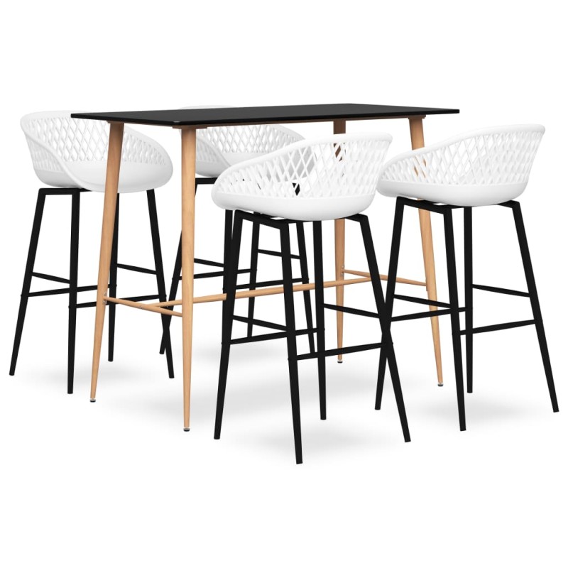 5 pcs conjunto de bar preto e branco-Conjuntos de móveis para cozinha e sala de jantar-Home Retail