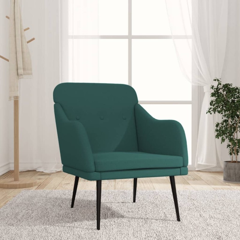 Cadeira com apoio de braços 63x76x80 cm tecido verde-escuro-Poltronas-Home Retail