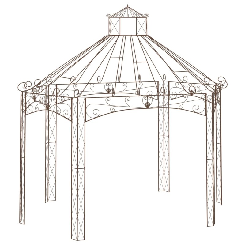 Pavilhão de jardim 400x258x378 cm ferro castanho antigo-Toldos e gazebos-Home Retail