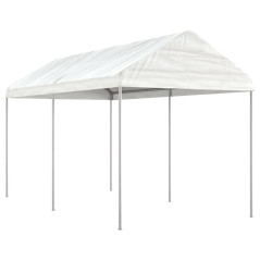 Gazebo com telhado 4,46x2,28x2,69 m polietileno branco