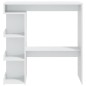 Mesa de bar c/ prateleiras 100x50x101,5 cm branco brilhante