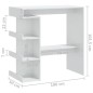 Mesa de bar c/ prateleiras 100x50x101,5 cm branco brilhante