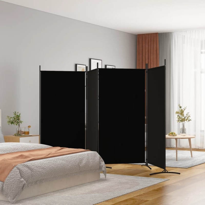 Divisória de quarto com 4 painéis 346x180 cm tecido preto-Biombos-Home Retail