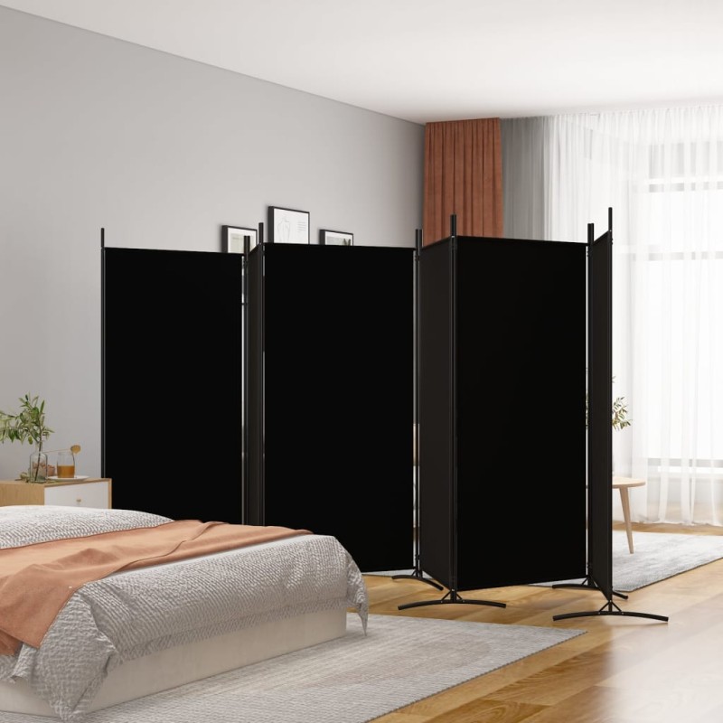 Divisória de quarto com 6 painéis 520x180 cm tecido preto-Biombos-Home Retail