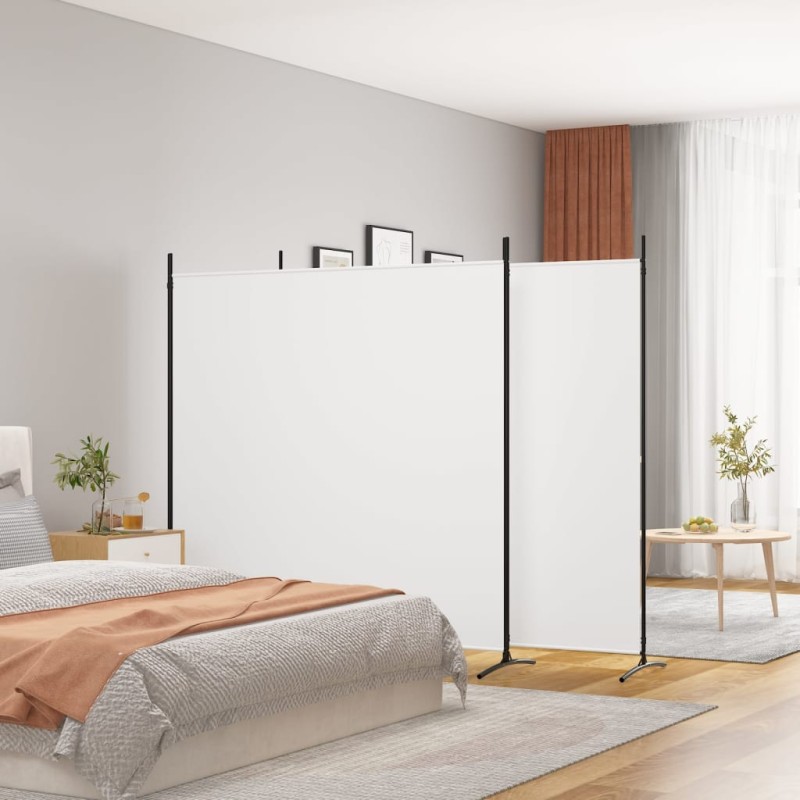 Biombo com 3 painéis 525x180 cm tecido branco-Biombos-Home Retail