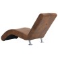 Chaise longue com almofada camurça artificial castanho