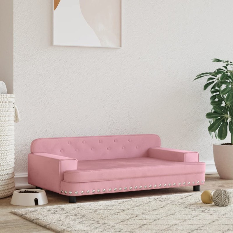 Cama para cães 90x53x30 cm veludo rosa-Ninhos para cães-Home Retail