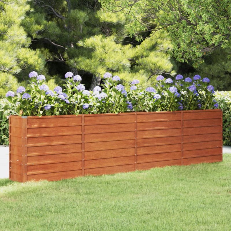 Canteiro de jardim 320x40x77 cm aço corten cor enferrujado-Vasos e floreiras-Home Retail