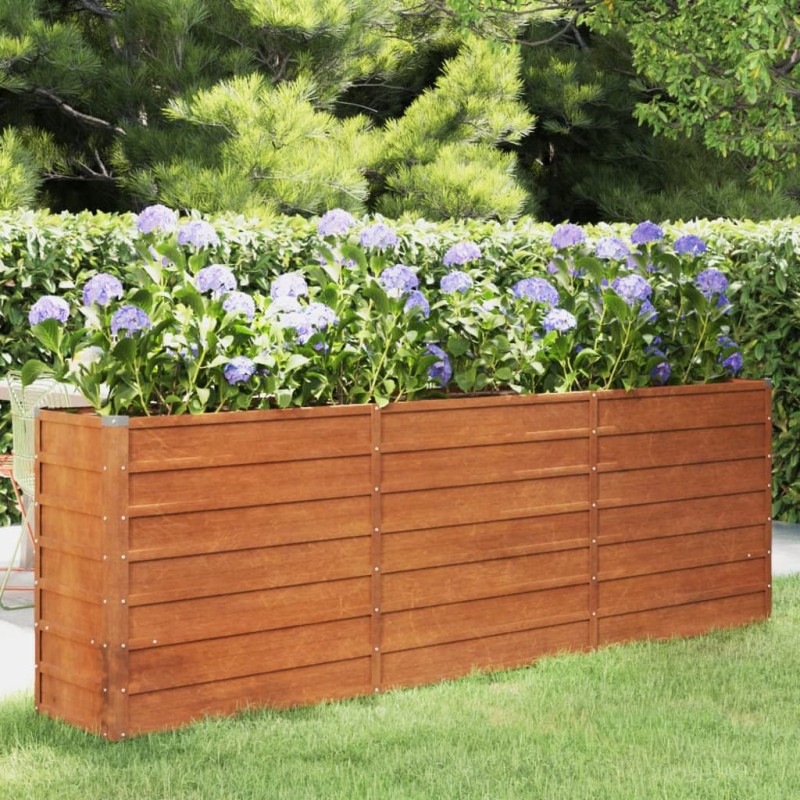 Canteiro de jardim 240x40x77 cm aço corten cor enferrujado-Vasos e floreiras-Home Retail