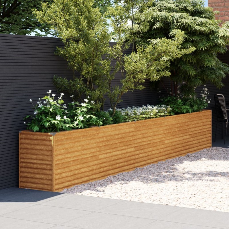 Canteiro elevado de jardim 482x50x69 cm aço corten-Vasos e floreiras-Home Retail