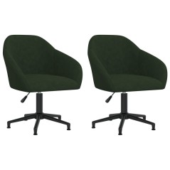 Cadeiras de jantar giratorias 2 pcs veludo verde-escuro