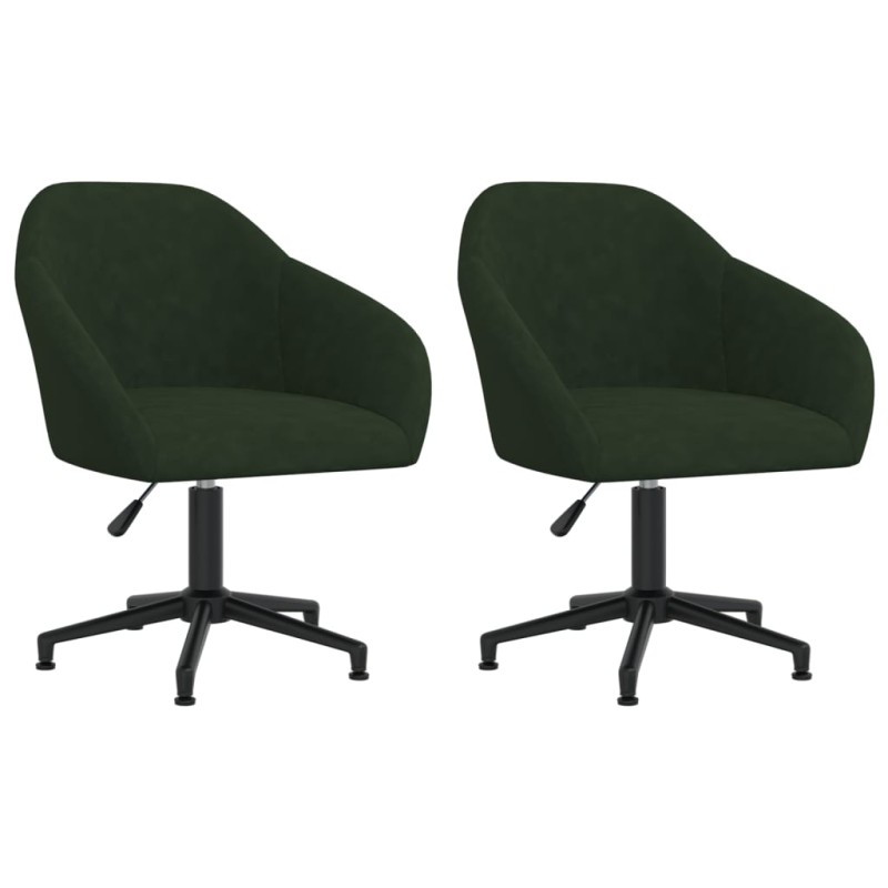 Cadeiras de jantar giratorias 2 pcs veludo verde-escuro-Cadeiras de cozinha e sala de jantar-Home Retail