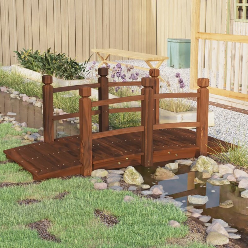 Ponte de jardim com corrimões 150x67x56 cm abeto maciço-Pontes para jardins-Home Retail