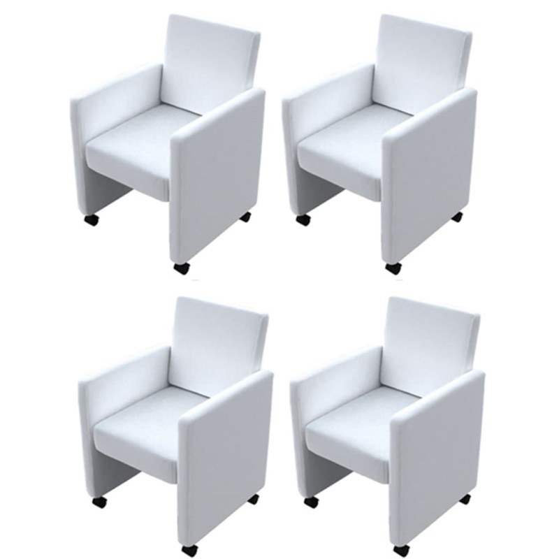 Cadeiras de jantar 4 pcs couro artificial branco-Cadeiras de cozinha e sala de jantar-Home Retail