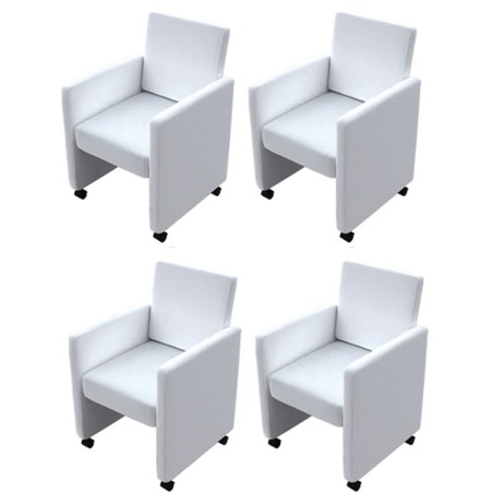 Cadeiras de jantar 4 pcs couro artificial branco