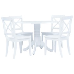 5 pcs conjunto de jantar madeira seringueira maciça branco