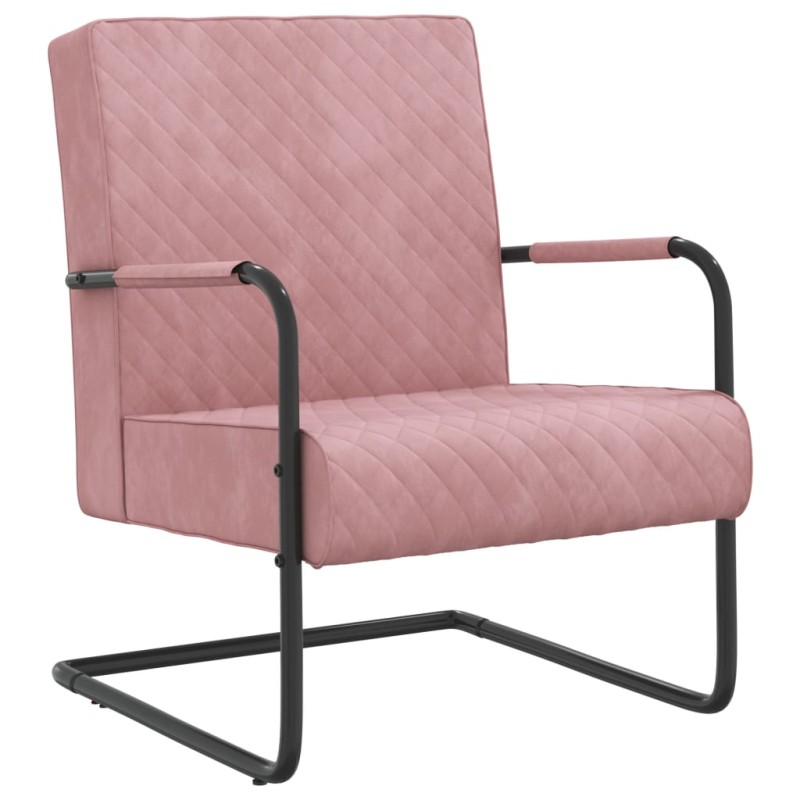 Cadeira cantilever veludo rosa-Poltronas-Home Retail