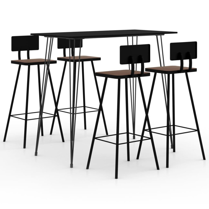 5 pcs conjunto de bar preto-Conjuntos de móveis para cozinha e sala de jantar-Home Retail