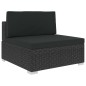 6 pcs conjunto lounge de jardim c/ almofadões vime PE preto