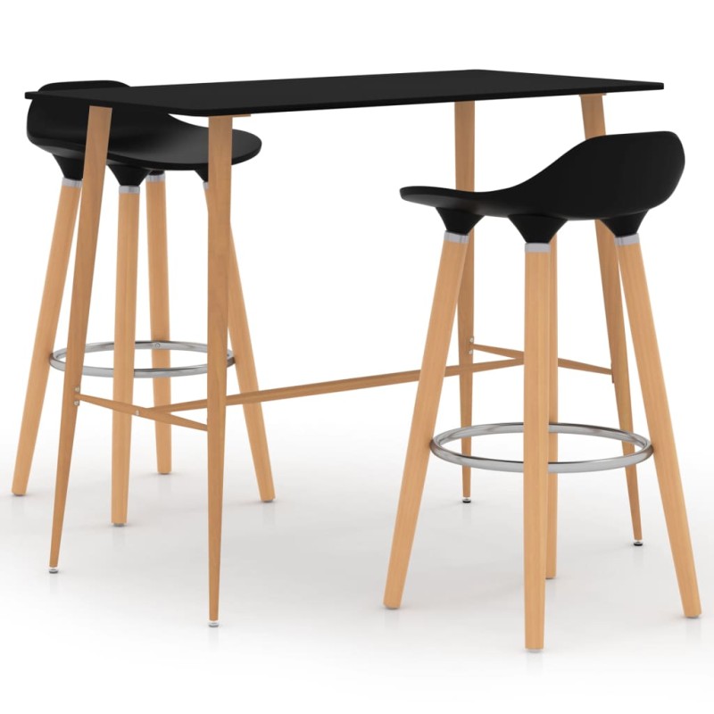 3 pcs conjunto de bar preto-Conjuntos de móveis para cozinha e sala de jantar-Home Retail