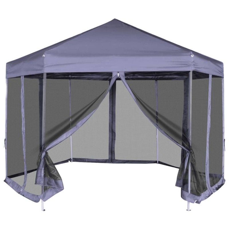 Tenda festas pop-up hexagonal 6 paredes 3,6x3,1m azul escuro-Toldos e gazebos-Home Retail